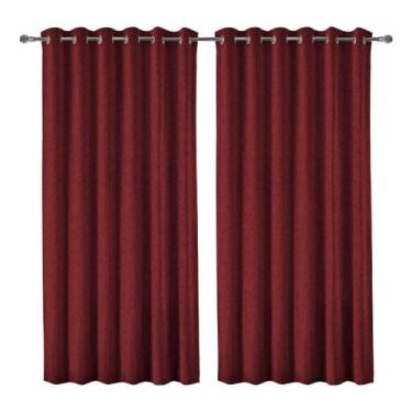 Imagem de Cortina Para Varão Jacquard 200 X 170 Cm Vermelha - Sultan, Vermelha