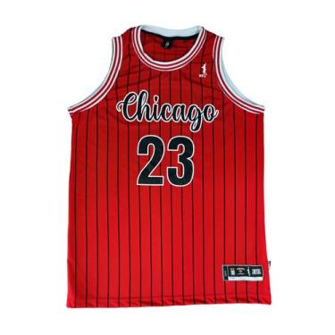 Imagem de Regata Basquete Masculino M10 Classic Chicago Listrada, Vermelho, M