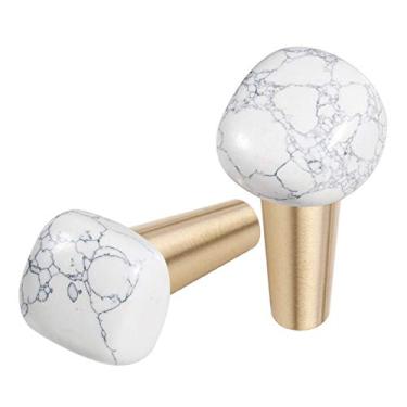 Imagem de Rockcloud Puxadores de armário de pedra turquesa howlita branca, puxadores de porta para armário de cômoda, ganchos de cristais feitos à mão, ganchos organizadores montados na parede para chapéu,