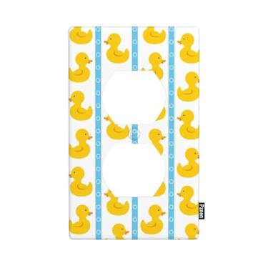 Imagem de Pznen Placa de parede de patos fofos decoração interruptor de luz placa de cobertura menino brinquedo animal de fazenda amarelo pato tampas de saída 1 gangue tamanho padrão tampa de plugue de