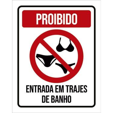Imagem de Kit 3 Placas Proibido Entrada Em Trajes De Banho