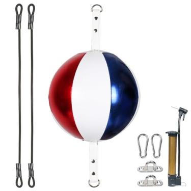 Imagem de InnoLife Kit de saco de pancada de ponta dupla, kit de reflexo de velocidade com cordas elásticas, perfeito para treinamento de reação, agilidade e coordenação olho-mão (azul, branco e vermelho)