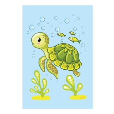 Imagem de Placa Decorativa MDF Infantil Fundo do Mar Tartaruga 20x30cm - Quartin