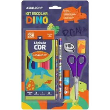 Imagem de Kit Lapis De Cor Com 12 Cores Dino Blister 7 Itens - Leonora