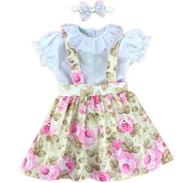 Imagem de Jardineira de Bebe Menina Infantil com Tiara 100% Algodão Bella - Mund