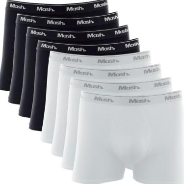 Imagem de Kit 8 Cuecas Boxer Mash Algodão Masculino Adulto Conforto, Preto, Bran