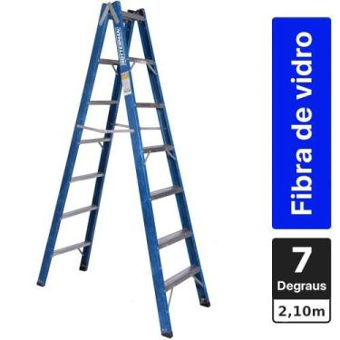 Imagem de Escada tesoura dupla em fibra de vidro 7 degraus 2,10 m - Premium - Ro