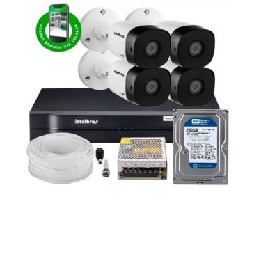 Imagem de Kit Cftv 4 Câmeras 1120B Bullet 720P Dvr 8 Canais Intelbras Mhdx + Hd 