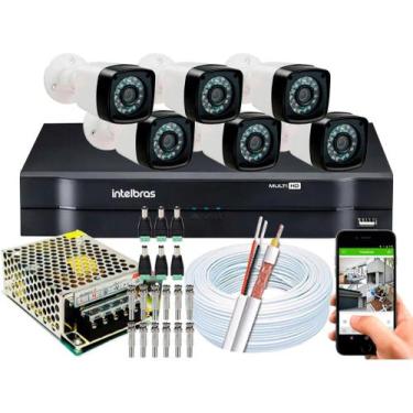 Imagem de Kit Cftv 6 Cameras Segurança Hd Dvr Intelbras MHDX S/Hd
