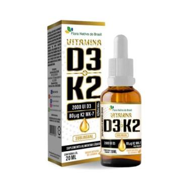 Imagem de Vitamina D3 2000Ui com K2 80mg Sublingual Gotas 20ml Flora Nativa