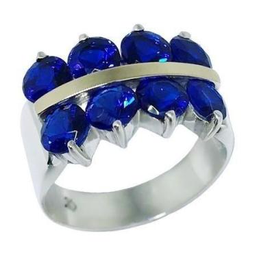 Imagem de Anel Oito Riquezas - Cod 383 - Carlitos Joias, Azul safira, 15