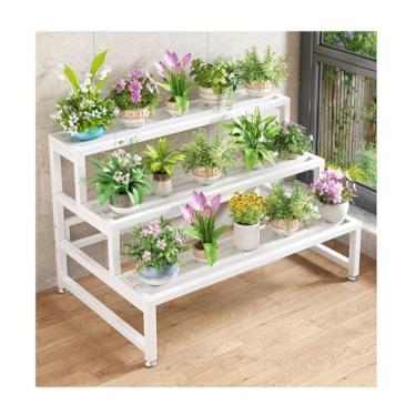 Imagem de Flower Rack，Plant Stand Indoor Outdoor，Storage Rack，Tier Plant Stand ，Step Flower Stand，Simple Plant Stand，Floor-Standing Glower Rack，for Living Room Balcony Garden(White,80*60*62cm/31.5*23.6*24.4in)