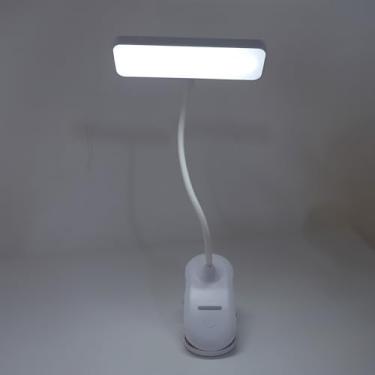 Imagem de Lâmpada de Leitura Com Clipe, Lâmpada de Mesa LED Com Clipe, Luz de Leitura Regulável Com Temperatura de 3 Cores, Mangueira Flexível, Bateria Recarregável, Luz Branca Luz Amarela