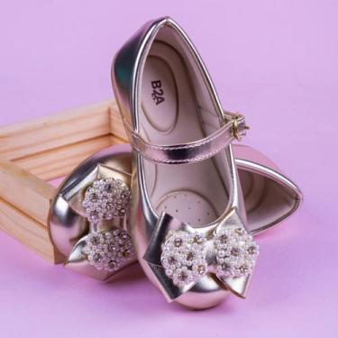 Imagem de Sapatilha Infantil Menina B2A Dourada festa laço perola2018 - B2A KIDS