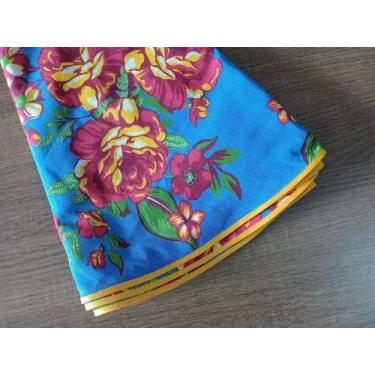 Imagem de Toalha de mesa redonda em tecido Chita Floral com viés - Fafaty - Atel