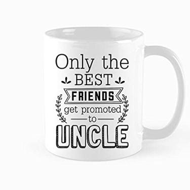 Imagem de TAMDG GIFET Caneca de café engraçada, Only The Best Friends Get Promoted To Uncle, presente para novo tio, presente para irmão, presente para melhor amigo, caneca de aniversário, presentes de Natal,