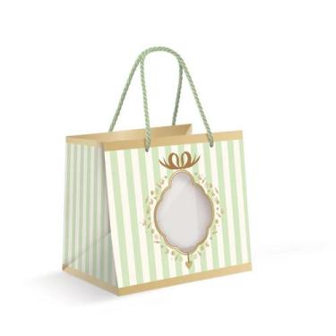 Imagem de Sacola Premium Com Visor Para Caixa Meio Ovo - Quinn Verde - 22x20x14c