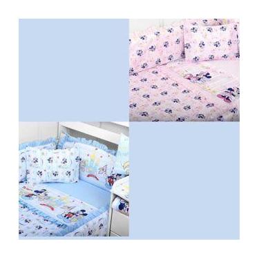 Imagem de Jogo De Lençol Berço Kit com  3 Peças Minnie Mickey Disney 100% Algoda