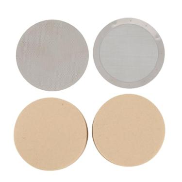 Imagem de Filtro de café em disco, filtro de café para coador reutilizável de 2,4 polegadas, filtro de café redondo de aço inoxidável para cafeteira de prensa francesa, preparo fácil (Com