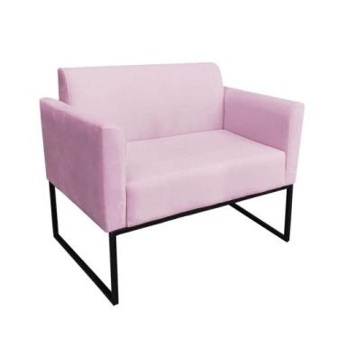 Imagem de Namoradeira Marisa Suede Base Industrial Metálica Preto - DROSSI