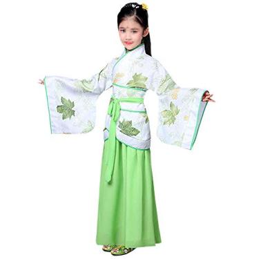 Imagem de Lazutom Vestido chinês tradicional Hanfu para meninas, vestido chique, Halloween, Natal, festa, Verde, 120:Recommended height:115-120cm