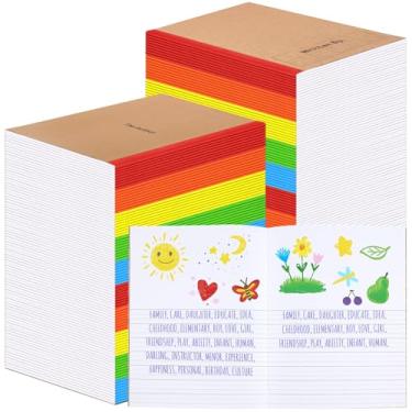 Imagem de Henoyso Caderno de redação primária de 40 peças para crianças K-2 volume 24 x 19 centímetros diário de escrita com lombada arco-íris 60 páginas diário de histórias de escrita e desenho para crianças