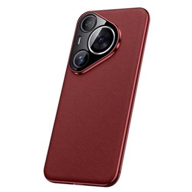 Imagem de LTLMYDAM Capa ultrafina para Huawei Pura 70 Ultra/70 Pro/70 Pro+/70, capa de couro amigável à pele, antiqueda, furo de precisão, proteção de lente, vermelha, 70 Ultra