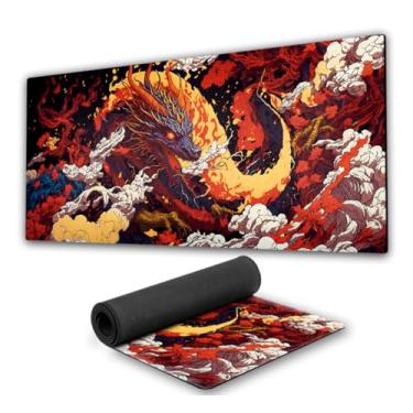 Imagem de Mouse Pad Gamer Dragão de Fogo Premium fundo de borracha 90x40cm 80x30cm 900x400 800x300 speed gamer mousepad 90x40 80x30 (80x30cm)