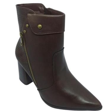 Imagem de Bota Ramarim Feminino Napa Firenze com Salto Pintado, Marrom, 37