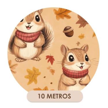 Imagem de Papel de Parede Adesivo Infantil  Outono Esquilos  - Bazar dos Quadros