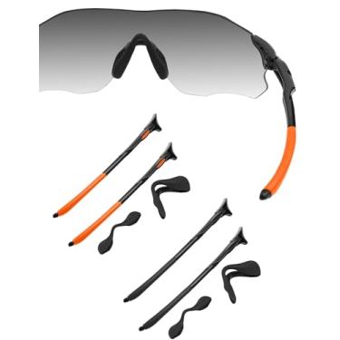 Imagem de HILEEN Óculos de sol pretos de substituição para óculos de sol Oakley EVZero Path Pitch Range Stride - preto + laranja