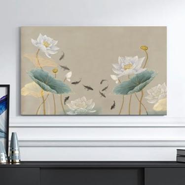 Imagem de WMLTZFUS Capa contra poeira de TV padrão Lotus para Smart TV LCD LED de 19-65 polegadas, protetor de tela de TV estilo chinês, lavável à máquina pano-B ||47-50 polegadas