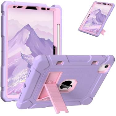 Imagem de AVAWO Capa para iPad Air (M3/M2) de 11 polegadas 2025/2024, iPad Air 5ª/4ª geração de 10,9 polegadas (2022/2020), capa infantil leve à prova de choque embutida com suporte para lápis, roxo fofo