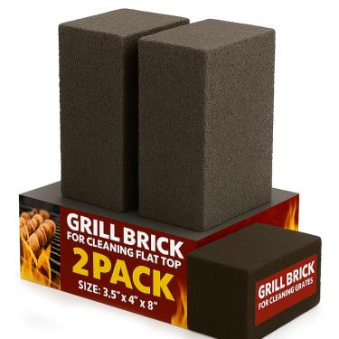 Imagem de Tijolos resistentes para churrasqueiras de grau de restaurante para limpeza de grelhas de topo plano | Limpador de pedra-pomes durável, reutilizável e sem produtos químicos para grelhas e grelhas de