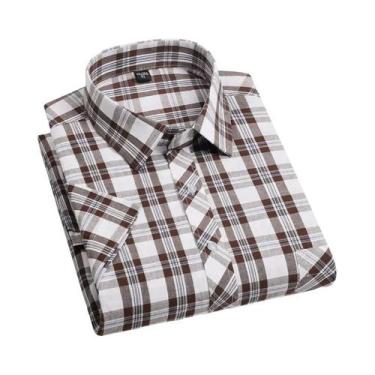 Imagem de Camisa Xadrez Masculina Plus Size 6XL - Manga Curta 100% Algodão - Pri
