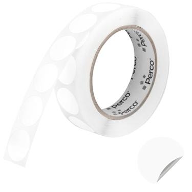 Imagem de Perco Etiquetas adesivas redondas brancas de 2,5 cm com adesivo removível – 1.000 etiquetas por rolo – Versáteis, cores vibrantes, retenção confiável, sem resíduos, perfuradas para uso conveniente