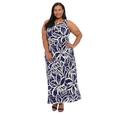 Imagem de bestmobilephonecases Morris Maxi feminino, Floral linear - azul marinho/branco macio, 48