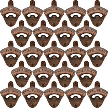 Imagem de HAIICEN 24 peças de ferro fundido a granel montado na parede abridor de tampa de garrafa de cerveja cobre rústico para prateleira de banco de madeira