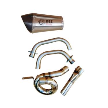 Imagem de Sistema de Escapamento Completo para Yamaha FZ-07/MT-07 Performance DES Racing Modelo Caracol (Ponteira Hexagonal GP Curta (corpo de 20 cm e SEM db-killer), Coletor natural)