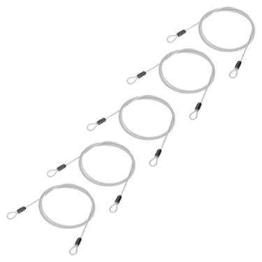 Imagem de PATIKIL Cabo de aço inoxidável revestido de vinil de 1/20.3 cm de diâmetro com laços, 5 peças de corda de fio flexível de 2,1 m (200,7 cm) trava de corrente de segurança para iluminação de palco ao ar
