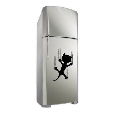 Imagem de Adesivo Decorativo De Geladeira e Parede Gato e Cachorro olhando a com