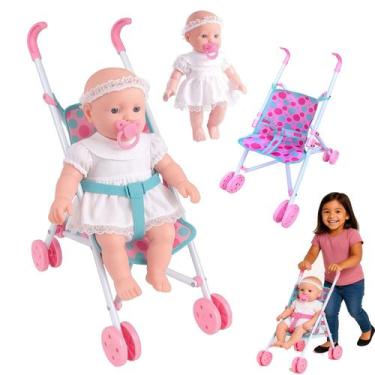Imagem de Kit Carrinho Boneca + Boneca Pai Nosso Reza Primeira Oração - EINSTOK