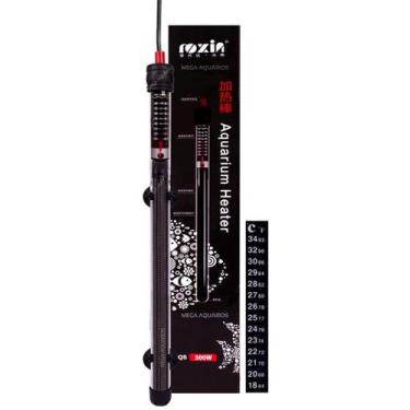 Imagem de Termostato com aquecedor Roxin Q5 300W + termômetro aquário, 220V