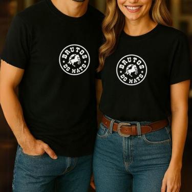 Imagem de Camiseta Algodão Unissex Casal Country Estampa Brutos Do Mato Modinha 