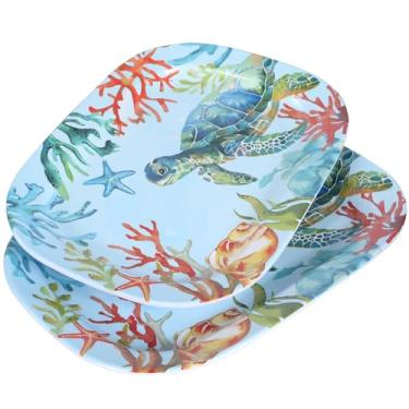 Imagem de GOFUNFUN Pacote com 2 bandejas extragrandes para servir tartarugas de 43 cm – Travessas de melamina reutilizáveis para festas, lanches, frutas e biscoitos, pratos de servir comida para entretenimento