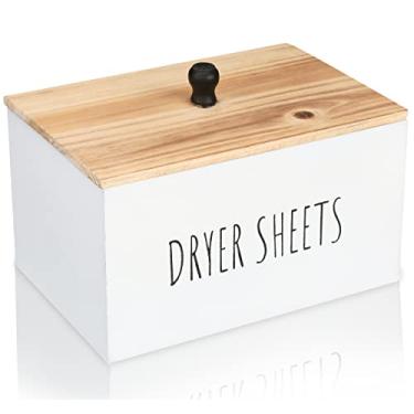 Imagem de Suporte de lençol para secadora de roupas – Dispensador de folhas de amaciante doméstico para decoração de fazenda, armazenamento de organização que economiza espaço, recipiente de caixa de madeira,
