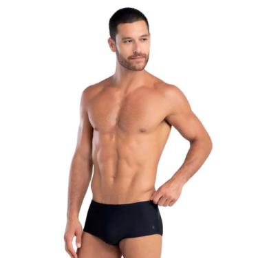 Imagem de Sunga Slip Praia Plus Size Mash Confortável Laterais Largas, Preto pt0