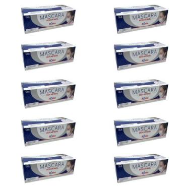 Imagem de Máscara Tripla Descartável Branca Kit com 10 Caixas com 50 Unidades Ca