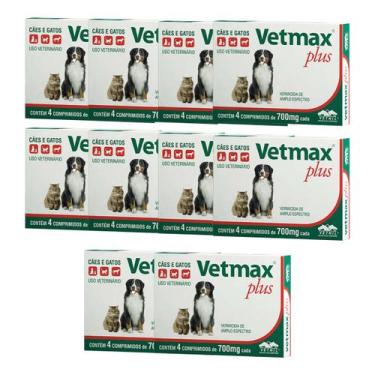 Imagem de Vetmax Plus 700mg Vetnil 4 comp. Cães e Gatos Kit com 10