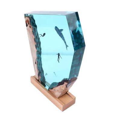 Imagem de Yosoo Ocean Diver Night Light, Ornamentos Artesanais da Mesa da Lâmpada de Baleia Com Luzes LED, Recriando Cenas Deslumbrantes